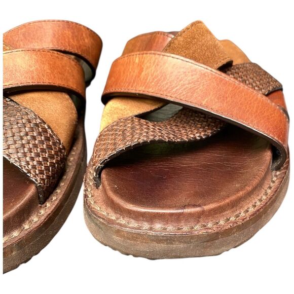 FRYE Andrew Strap Slide Sandals Men’s 10.5 Brown Leather & Suede EUC w/ Bag main image 6